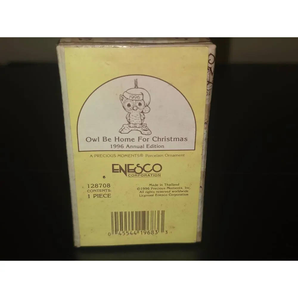 Precious Moments Owl Be Home For Christmas 1996‎ Ornament Enesco 128708